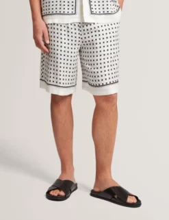 Geo Tile Print Relaxed Pull-On Shorts