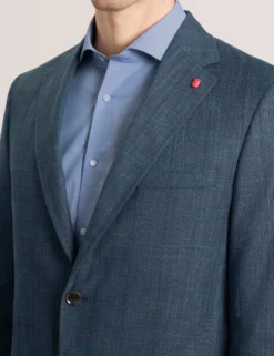 Glen Check Cotton Blend Suit Jacket