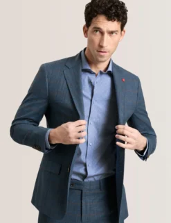 Glen Check Cotton Blend Suit Jacket