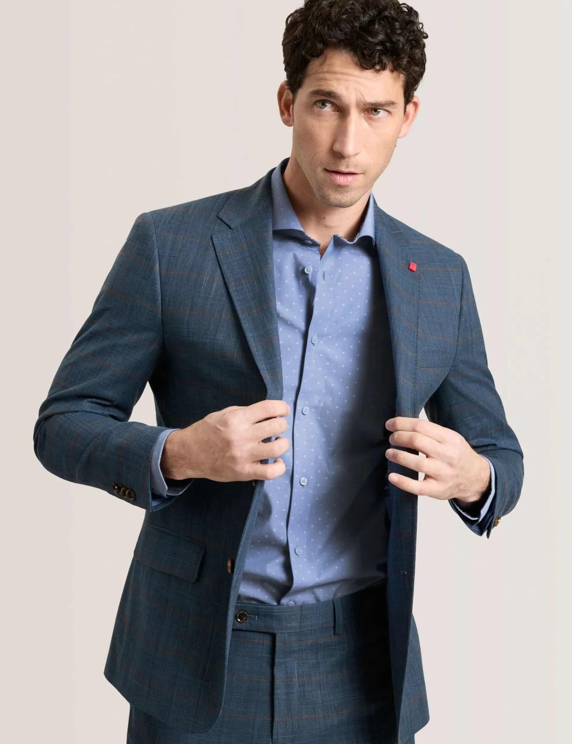 Glen Check Cotton Blend Suit Jacket