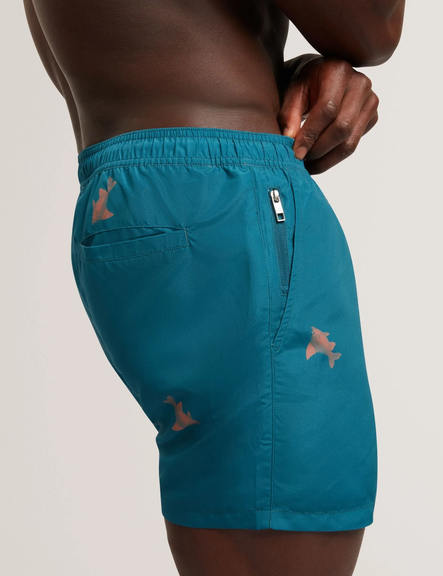 Goldfish Print Drawstring Swim Shorts