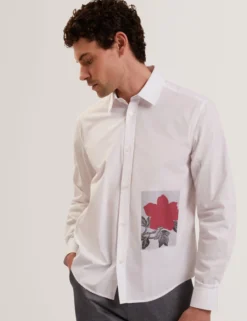 Graphic Patch Relaxed Fit Cotton Shirt