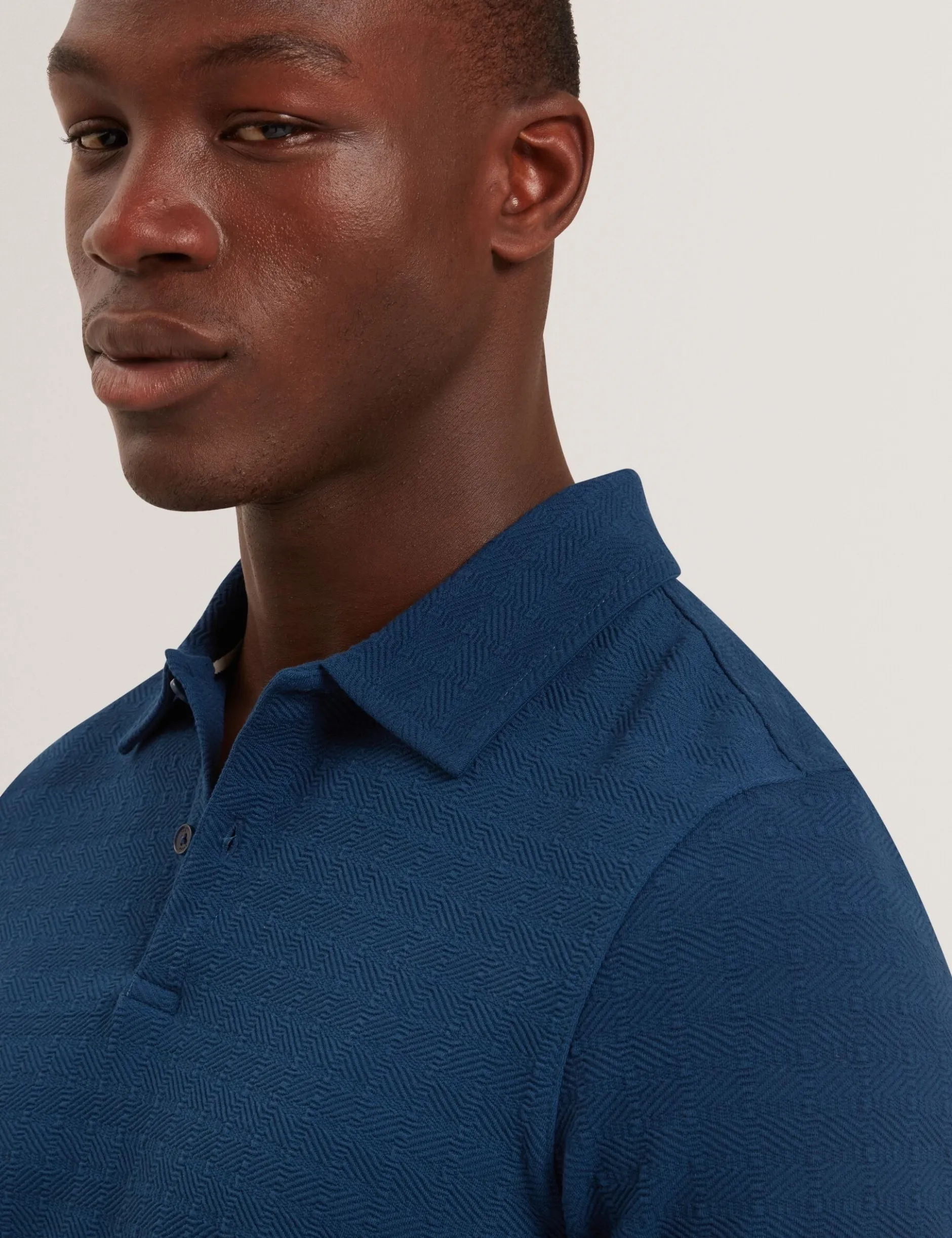 Grid Texture Woven Short Sleeve Polo