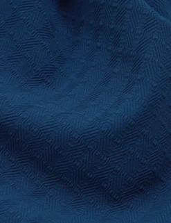 Grid Texture Woven Short Sleeve Polo