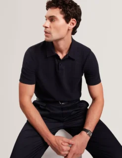 Grid Texture Woven Short Sleeve Polo