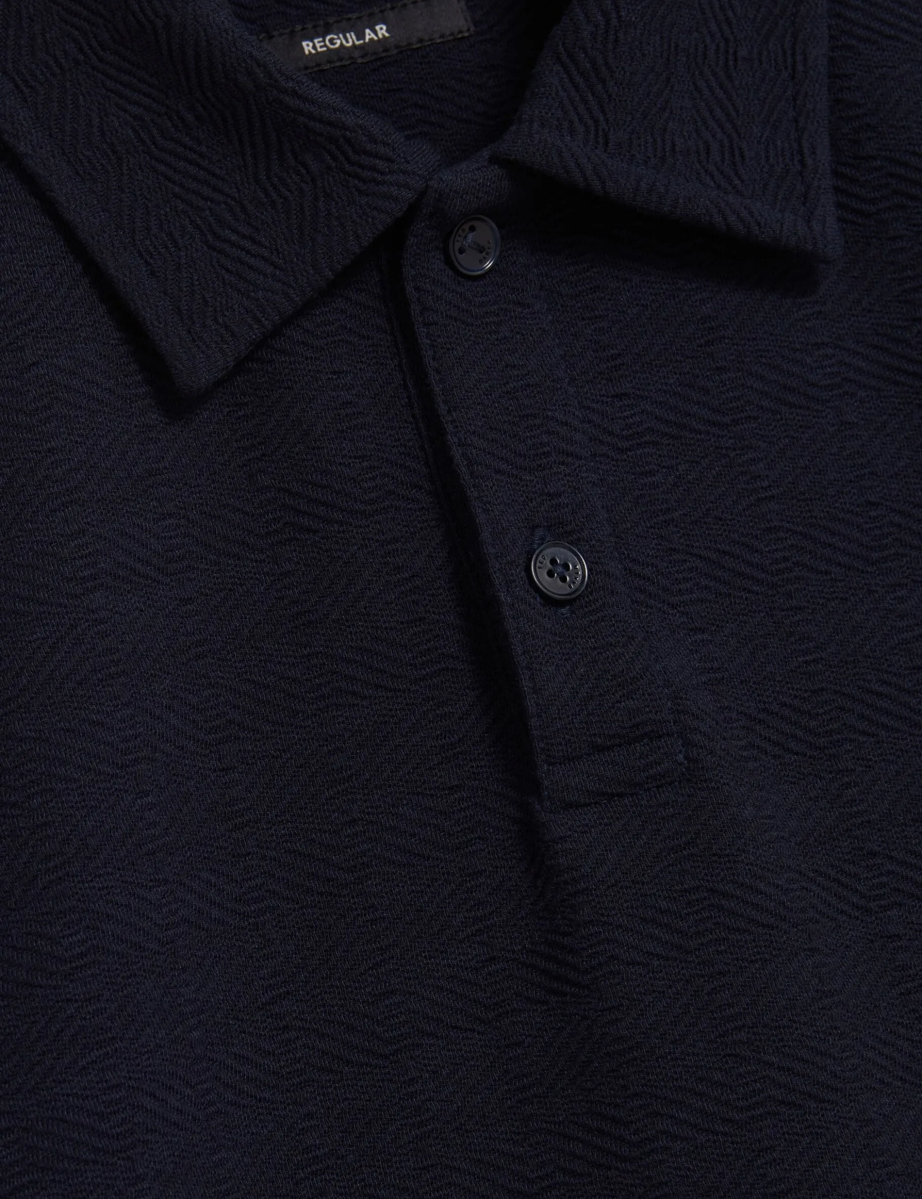 Grid Texture Woven Short Sleeve Polo