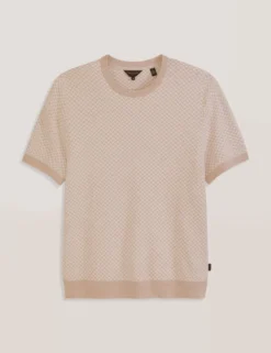 Herringbone Knit Short Sleeve Top