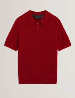Herringbone Texture Knit Short Sleeve Polo