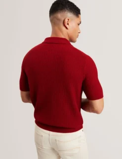 Herringbone Texture Knit Short Sleeve Polo