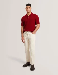 Herringbone Texture Knit Short Sleeve Polo