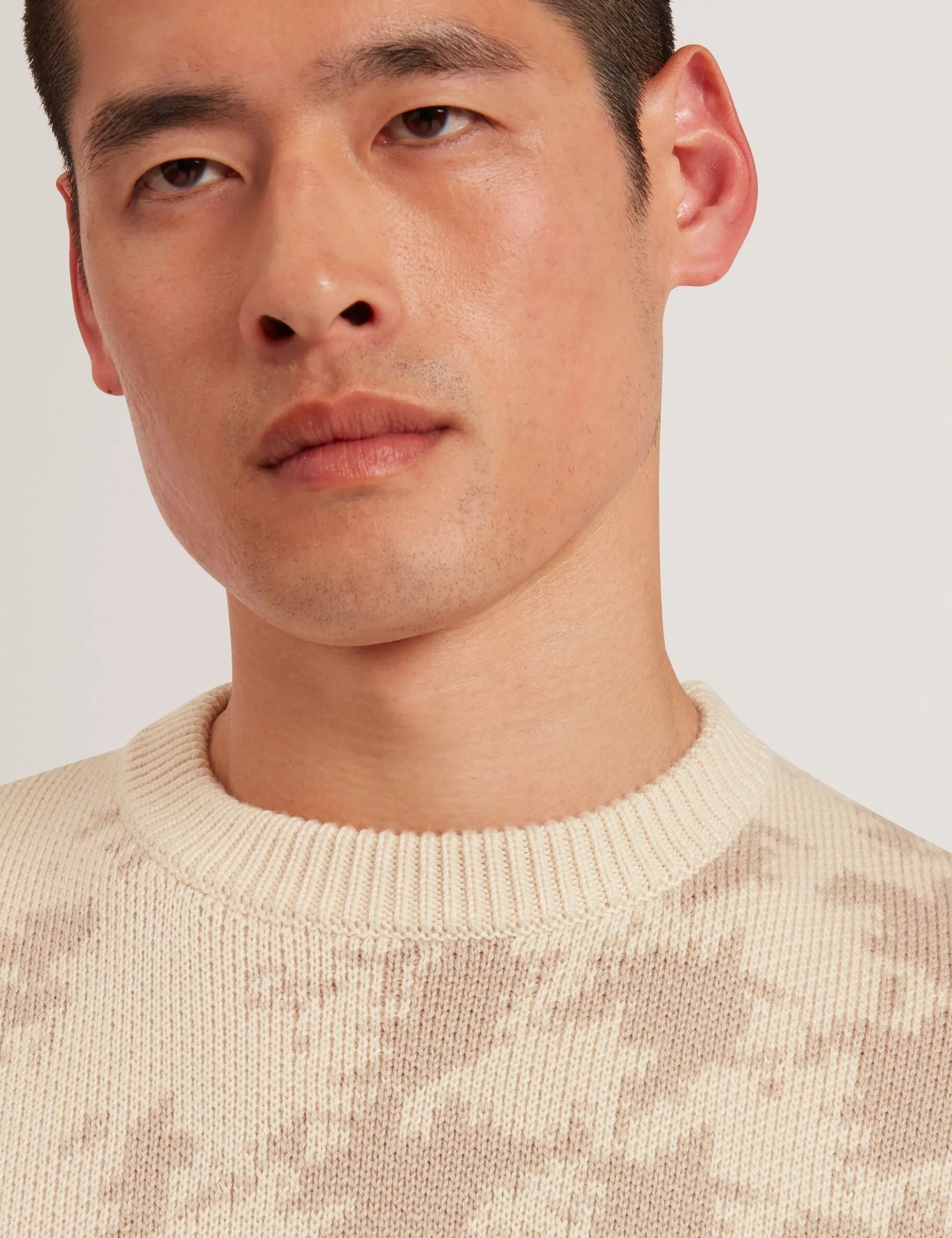 Houndstooth Print Chunky Knit Jumper