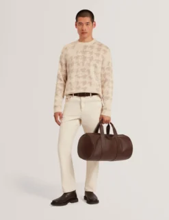 Houndstooth Print Chunky Knit Jumper