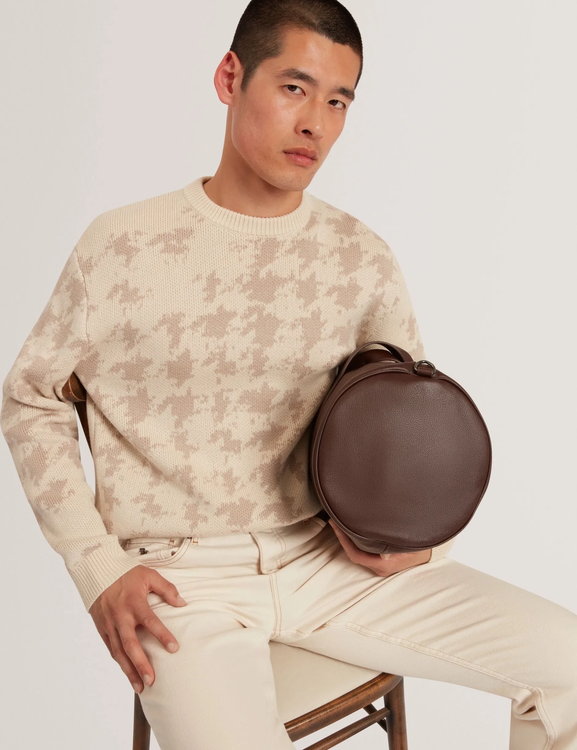 Houndstooth Print Chunky Knit Jumper