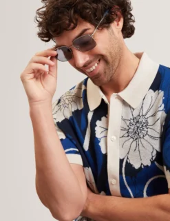 Jacquard Botanical Print Wool Blend Shirt