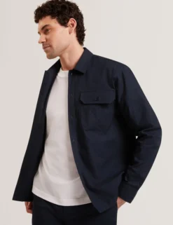 Jacquard Dotted Texture Utility Overshirt