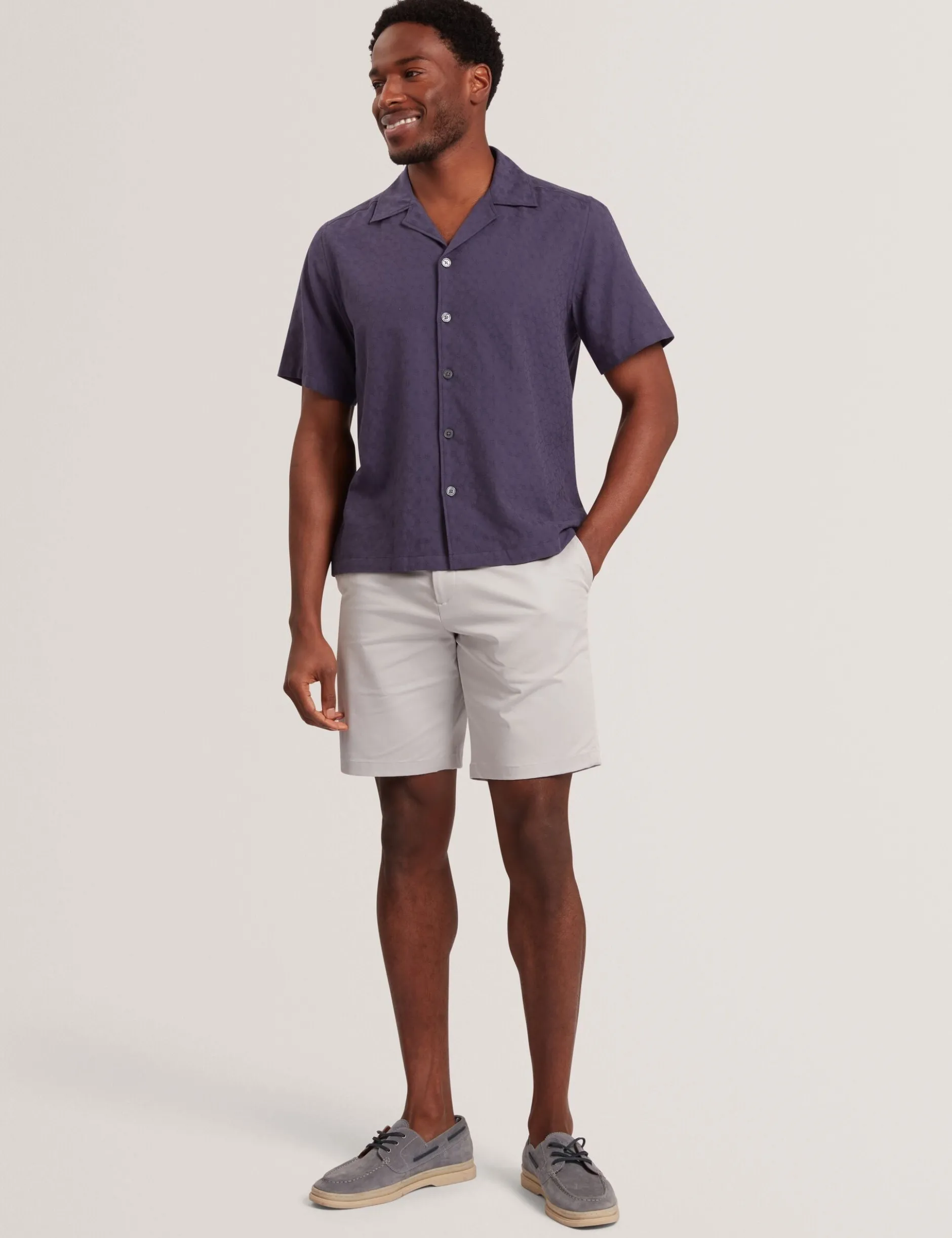Jacquard Floral Cotton Short Sleeve Shirt