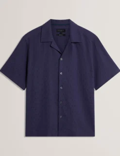 Jacquard Floral Cotton Short Sleeve Shirt