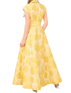 Jacquard Floral Tailored Wrap Maxi Dress
