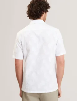 Jacquard Leaf Texture Short Sleeve Shirt