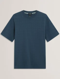 Jacquard Textured Grid Cotton T-Shirt