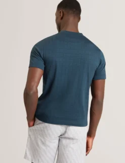 Jacquard Textured Grid Cotton T-Shirt