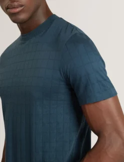 Jacquard Textured Grid Cotton T-Shirt