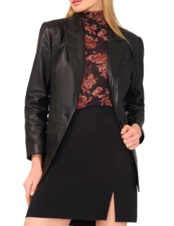 Leather Single Breasted Blazer