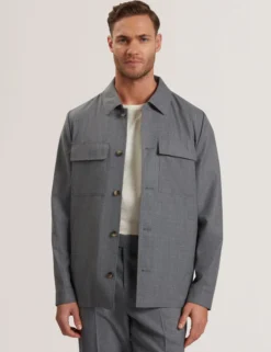 Lightweight Wool Blend Shirt Jacket