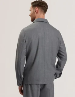 Lightweight Wool Blend Shirt Jacket