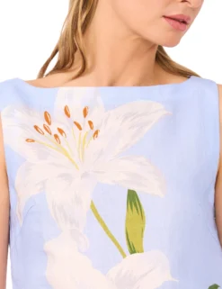 Lily Print Linen Blend Shell Top