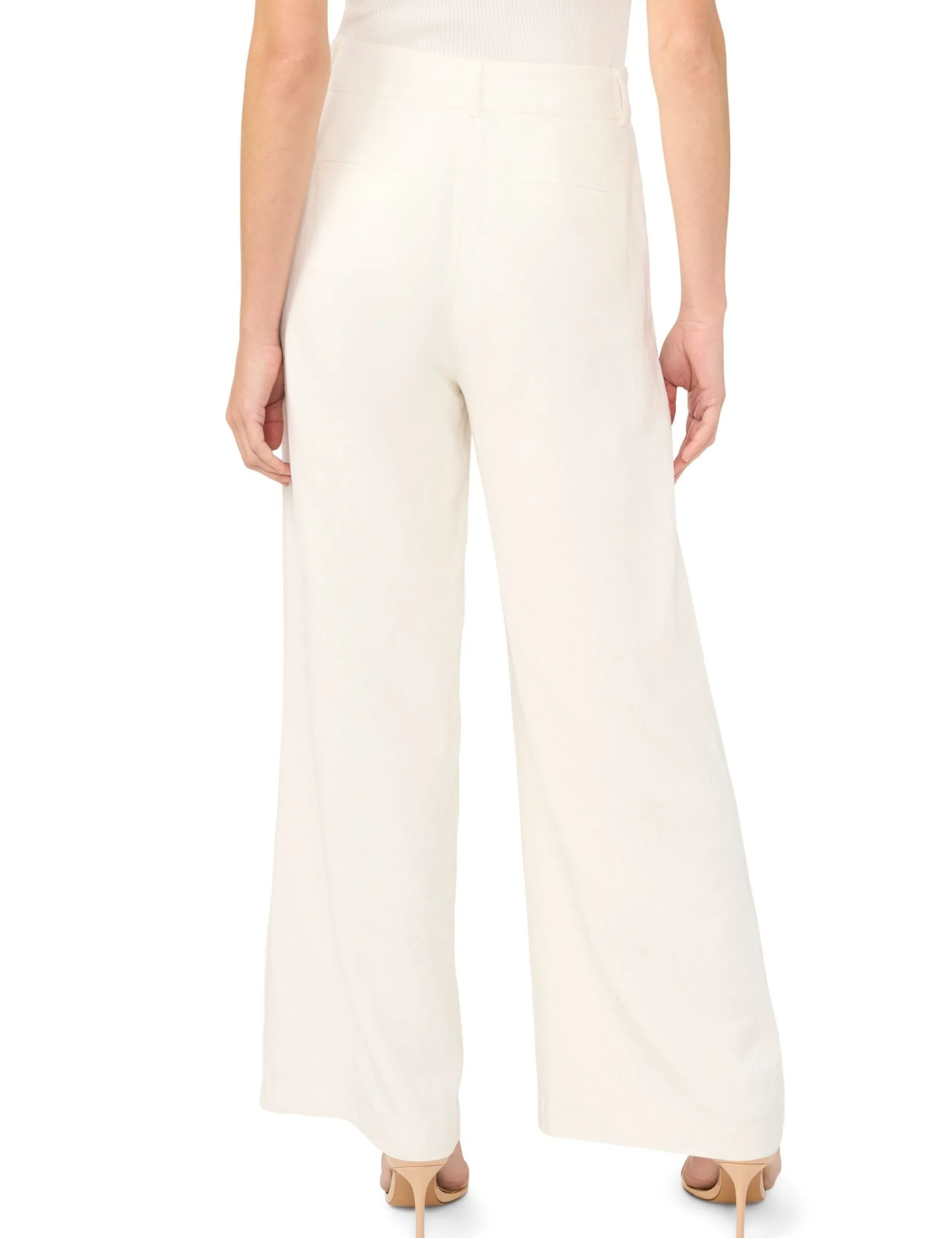 Linen Blend Tailored Wide Leg Pants
