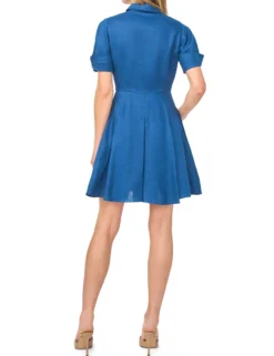 Linen Chambray Mini Shirt Dress
