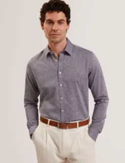 Linen Cotton Woven Long Sleeve Shirt