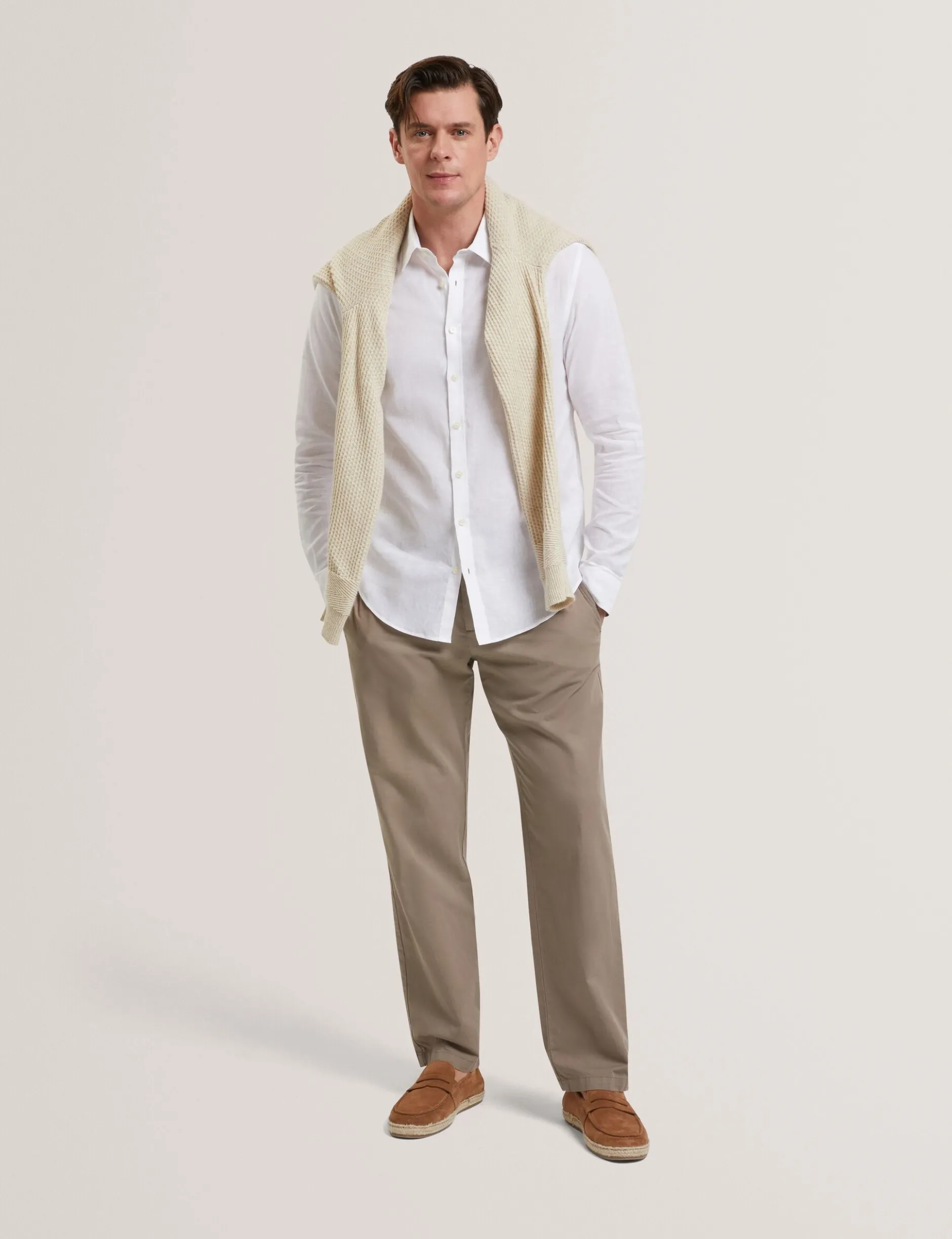 Linen Cotton Woven Long Sleeve Shirt