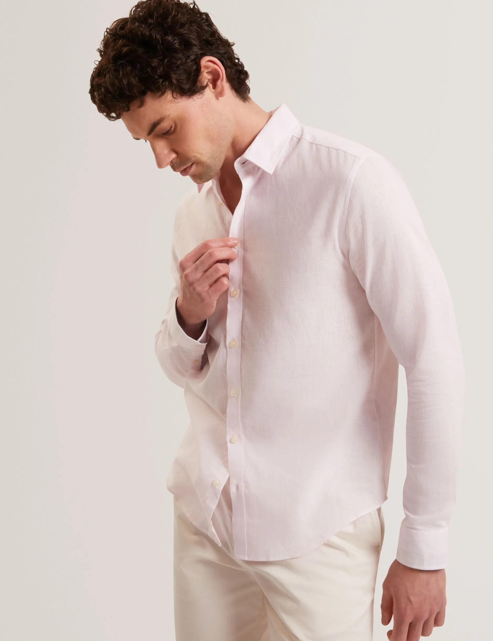 Linen Cotton Woven Long Sleeve Shirt