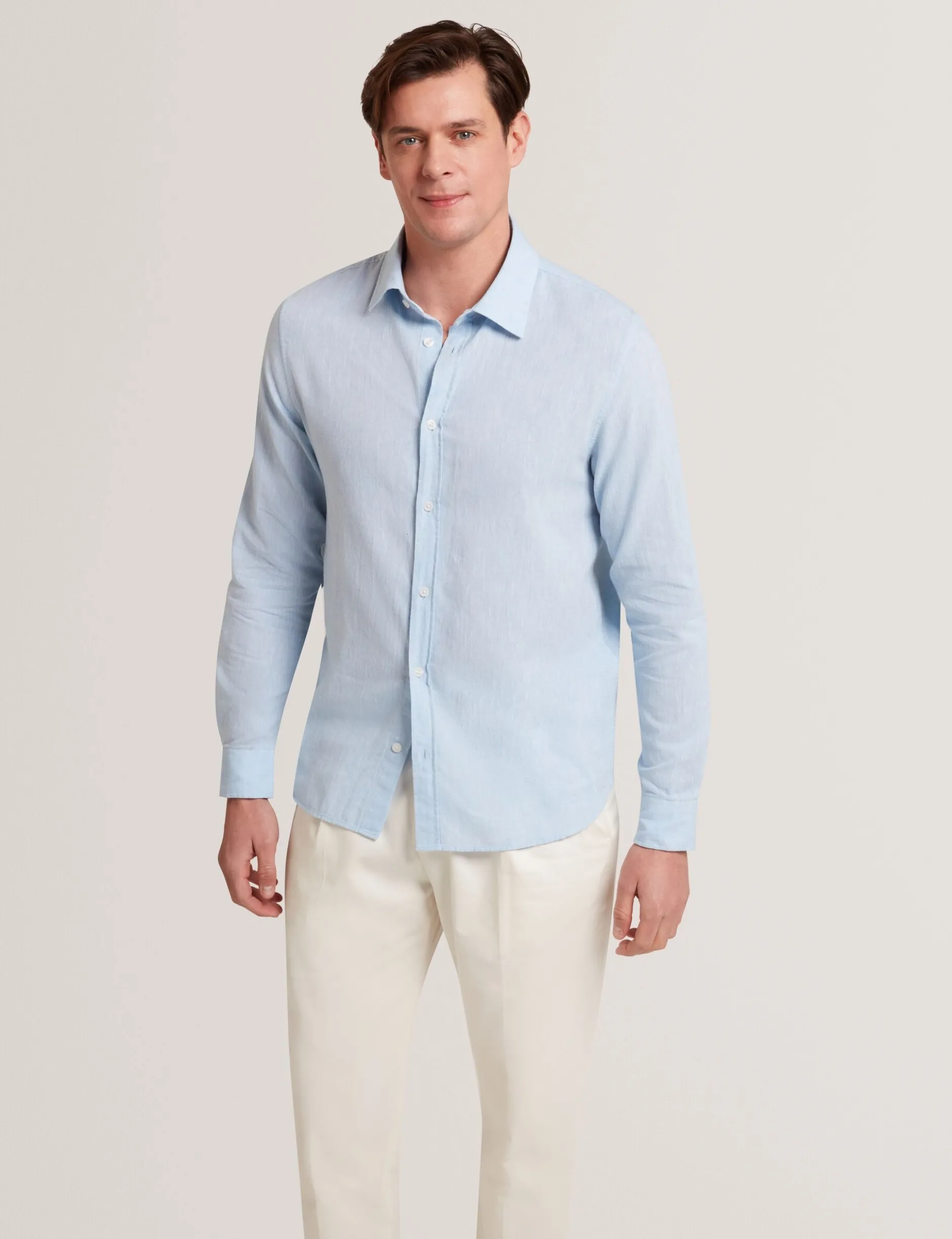 Linen Cotton Woven Long Sleeve Shirt