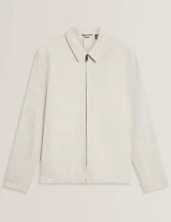 Linen Cotton Zip-Up Harrington Jacket