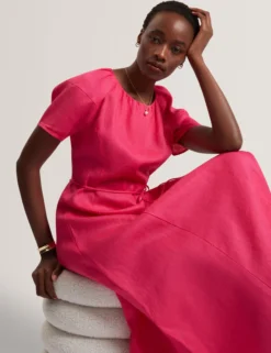 Linen Raglan Sleeve Maxi Dress