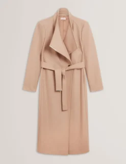 Longline Belted Wool Wrap Coat