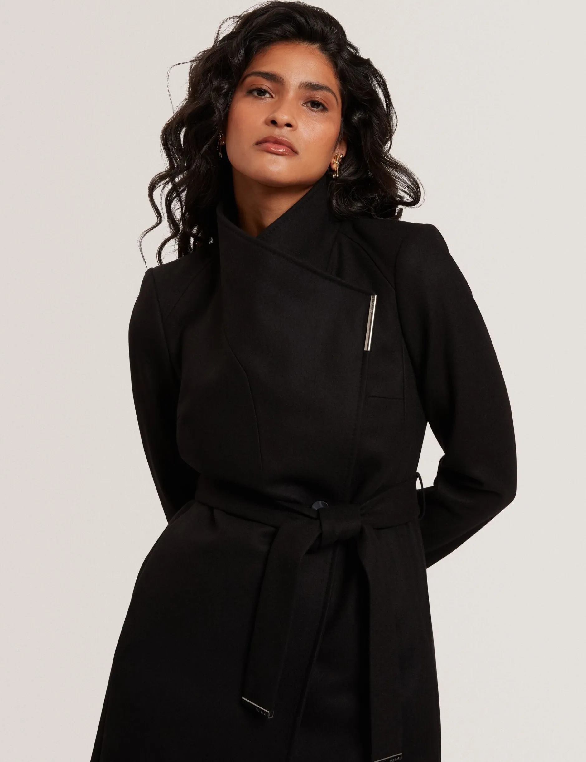Longline Belted Wool Wrap Coat