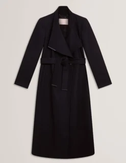 Longline Belted Wool Wrap Coat