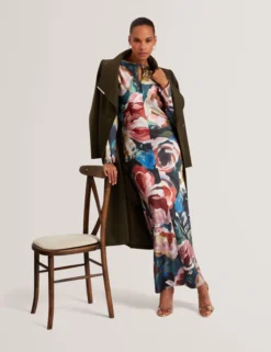 Longline Belted Wool Wrap Coat