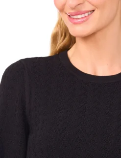 Long Sleeve Crew Neck with Pointelle Cable