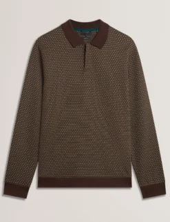 Long Sleeve Geo Jacquard Polo