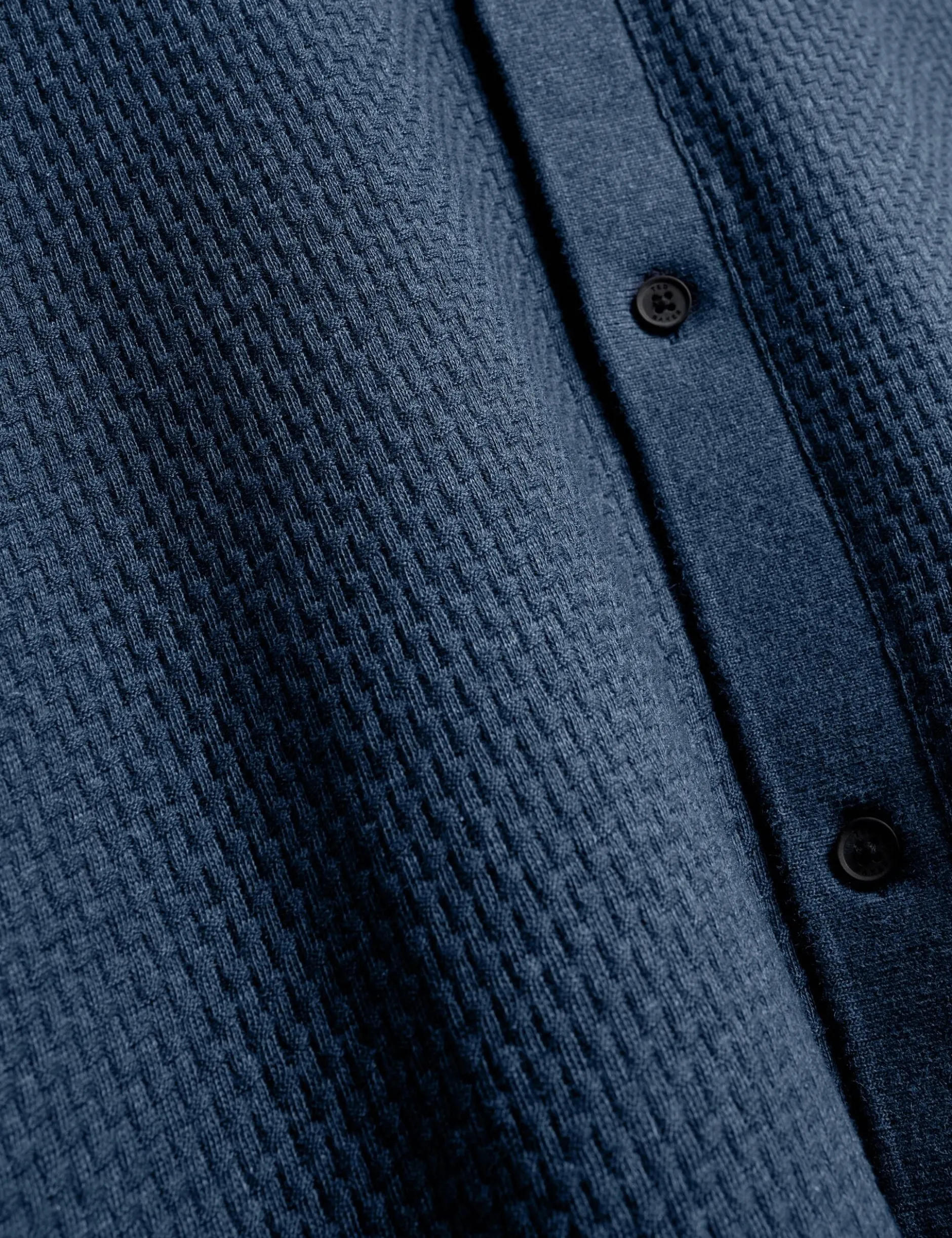 Long Sleeve Textured Button-Through Polo