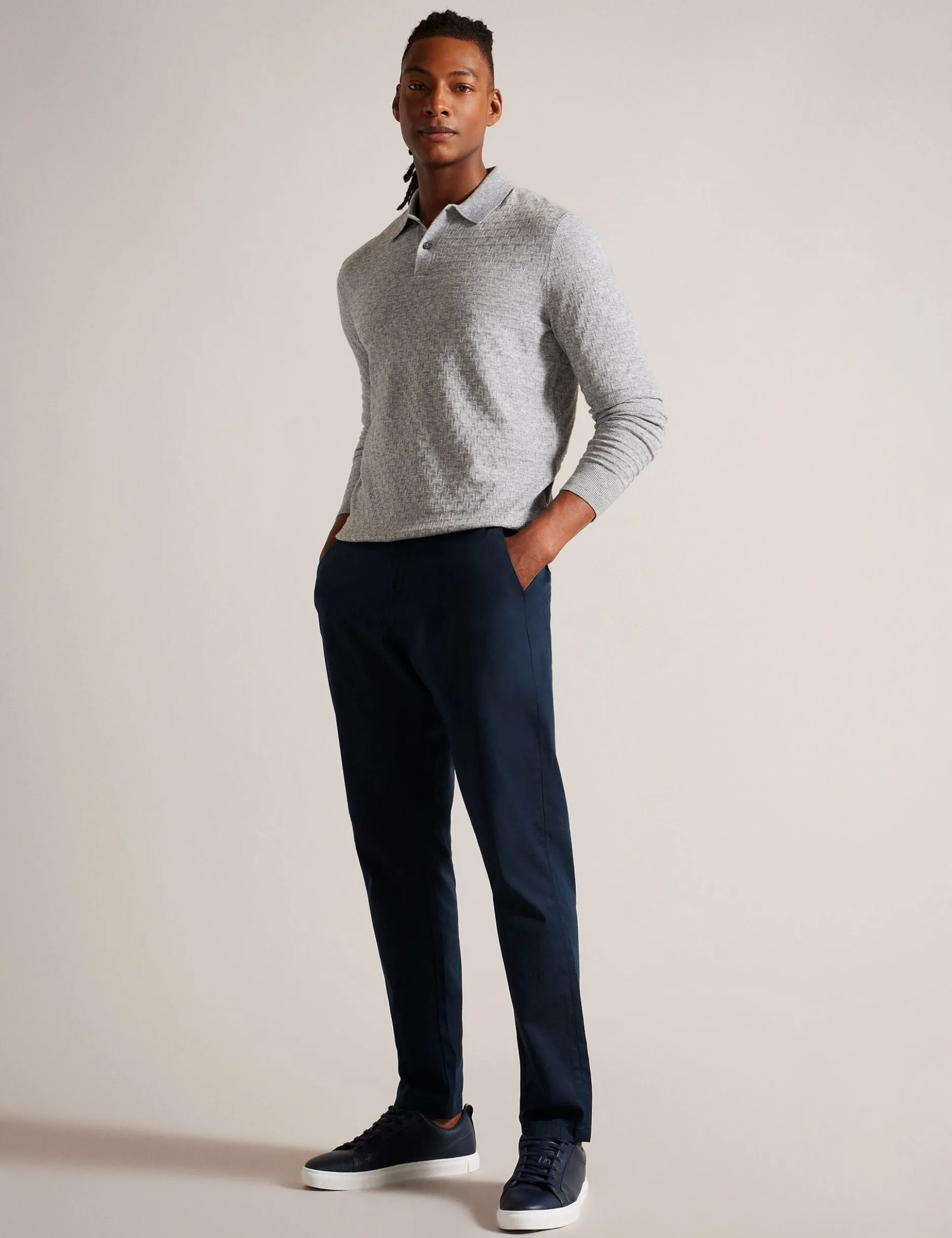 Long Sleeve T Stitch Knitted Polo