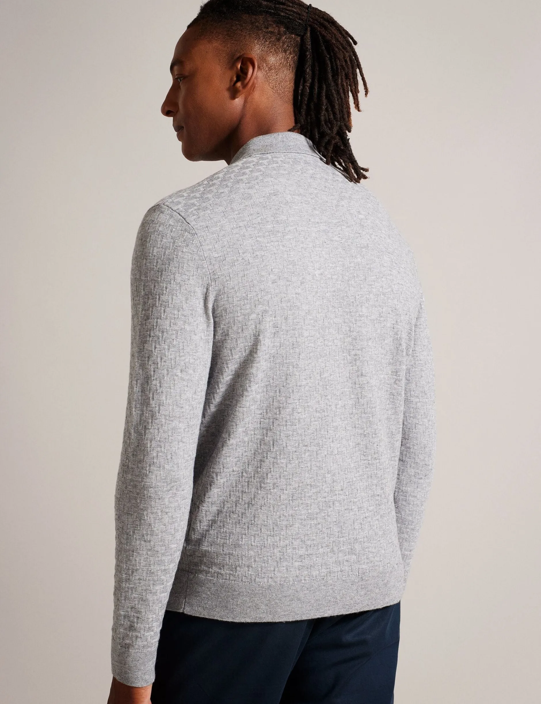 Long Sleeve T Stitch Knitted Polo