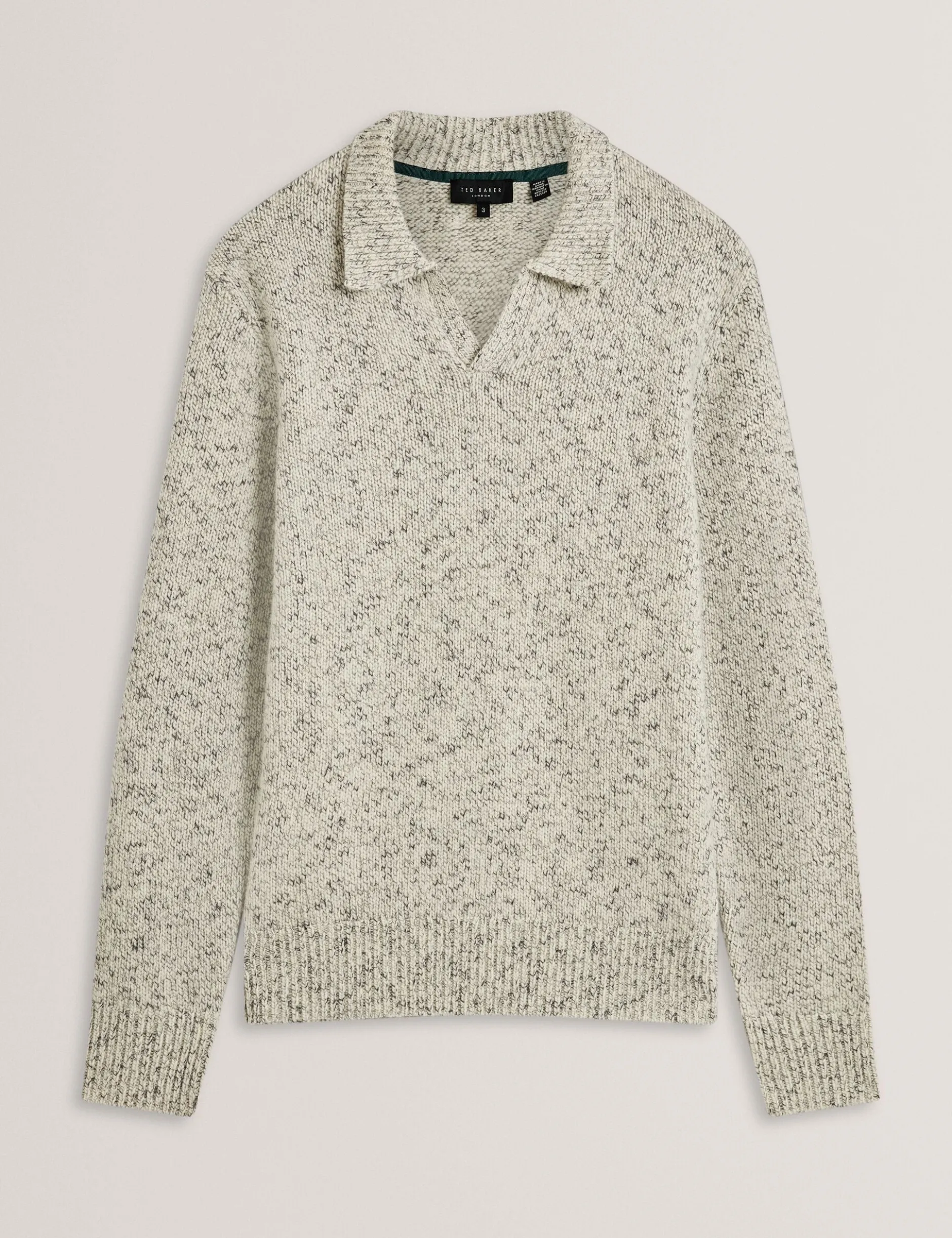 Melange Knit Long Sleeve Polo Shirt