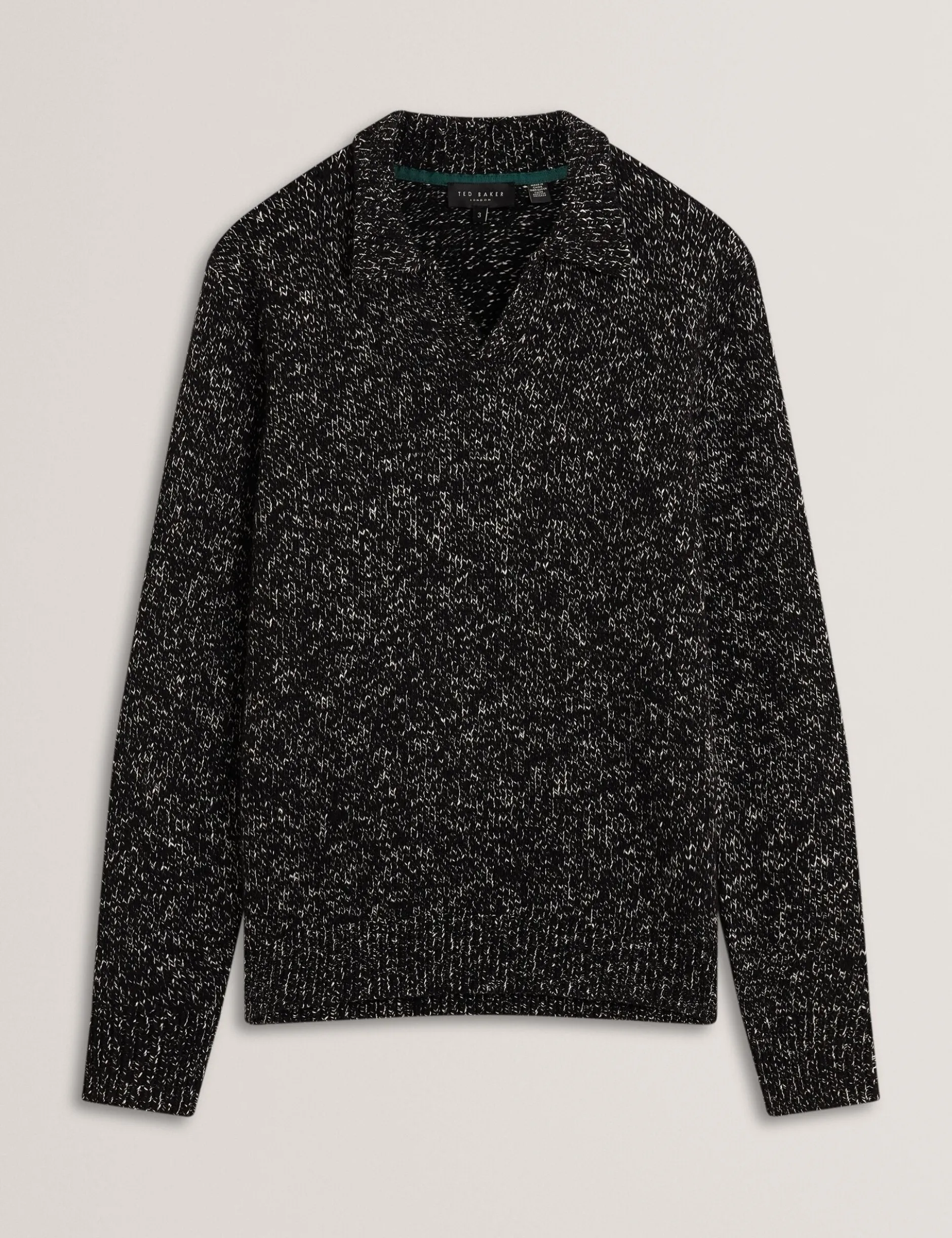 Melange Knit Long Sleeve Polo Shirt