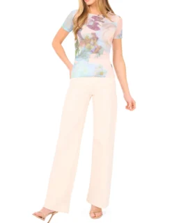 Mesh Floral Print Slim Fit T-Shirt